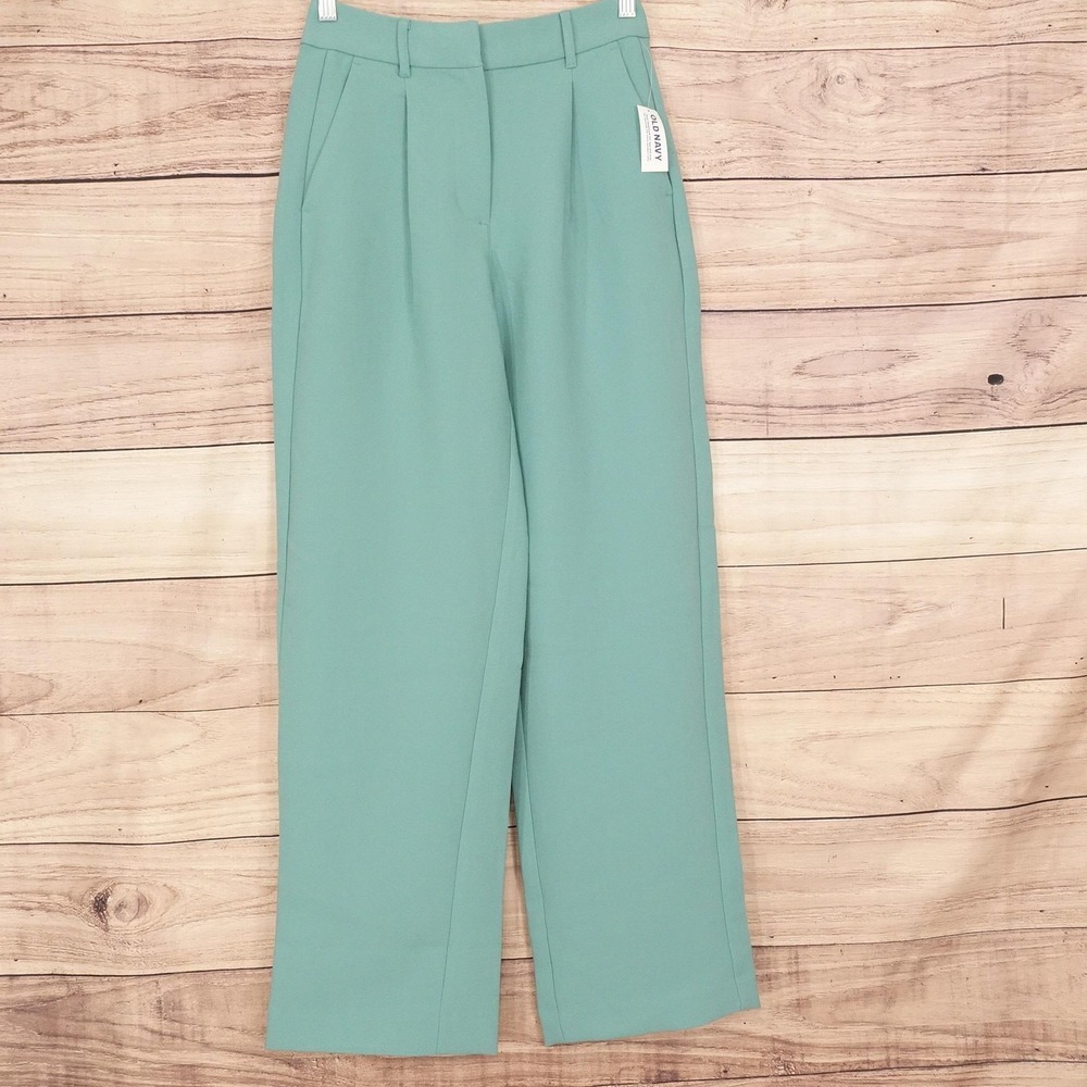 New! Old Navy Pants Womens XS Green Taylor Wide Leg Trouser Dress Work Office
